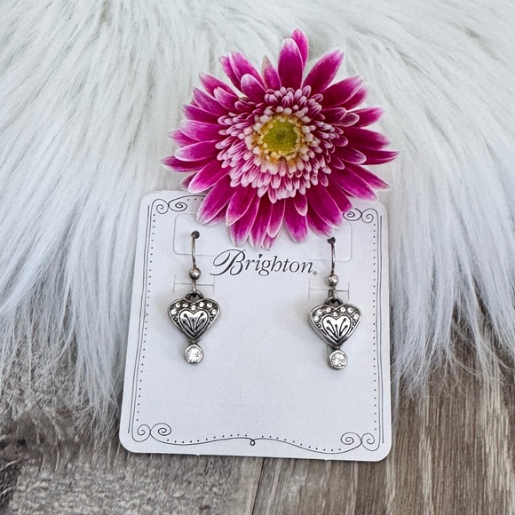 💖 BRIGHTON Retired Blooming Heart French Wire Earrings - Picture 2 of 2